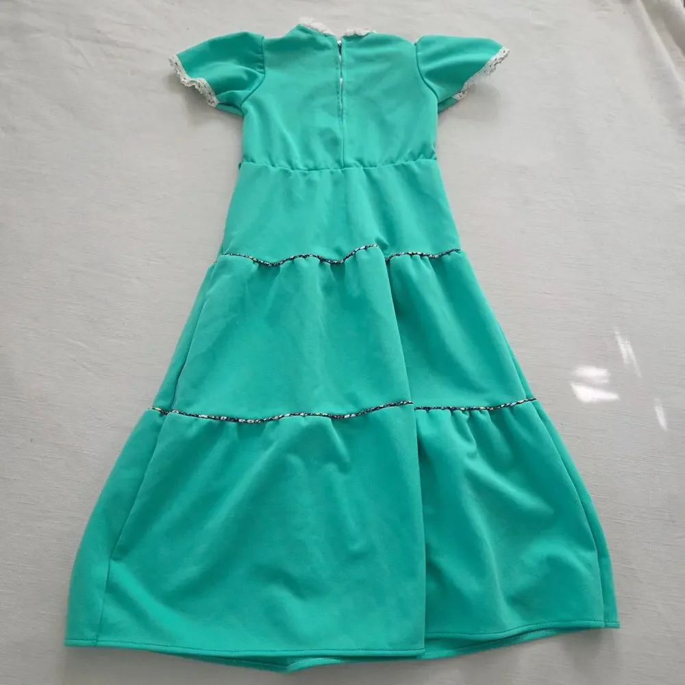 Vintage Aqua + Floral Maxi Dress 5t/6